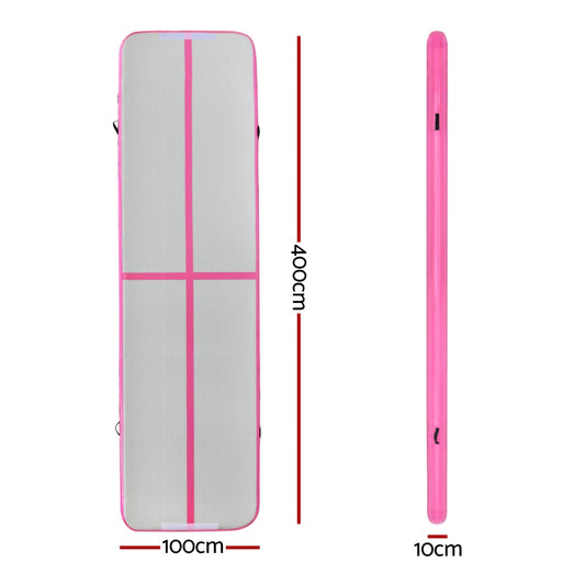 Everfit 4M Air Track Gymnastics Tumbling Exercise Cheerleading Mat Inflatable Pink