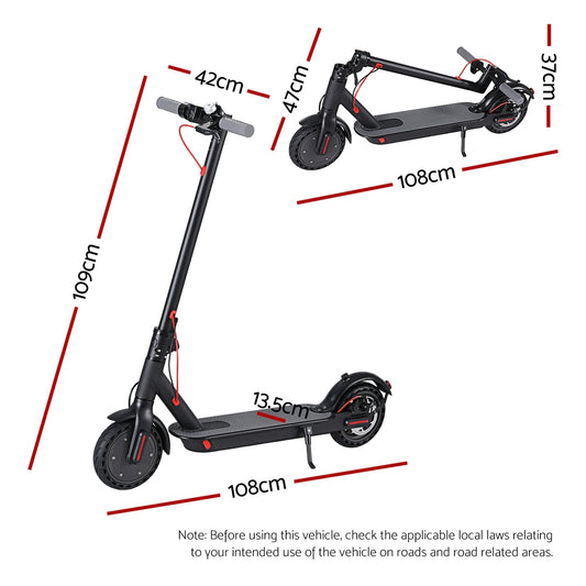 Electric Scooter 500W 25KM/H Folding Portable Riding For Adults Commuter Black