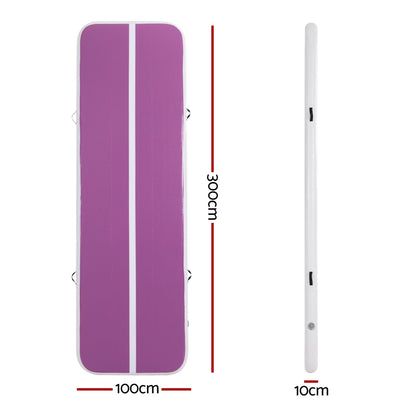 Everfit 3M Air Track Gymnastics Tumbling Exercise Cheerleading Mat Inflatable Purple