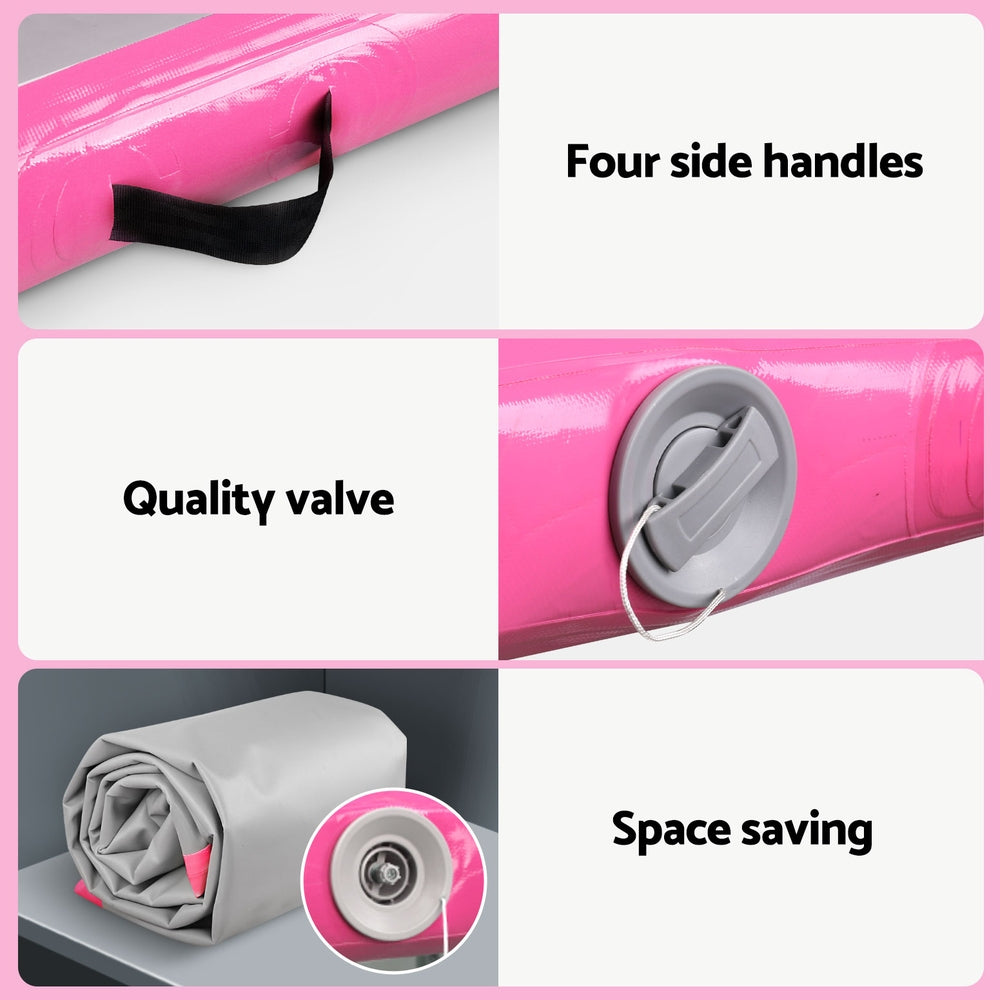 Everfit 4M Air Track Gymnastics Tumbling Exercise Cheerleading Mat Inflatable Pink