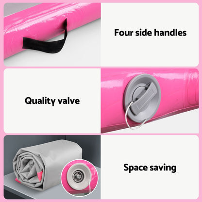 Everfit 4M Air Track Gymnastics Tumbling Exercise Cheerleading Mat Inflatable Pink