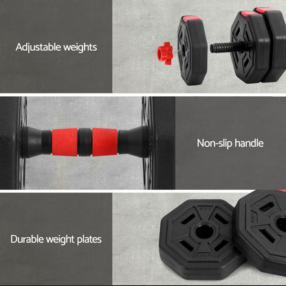 Everfit 20kg Adjustable Dumbbell Barbell Set Weight Plates Home Workout