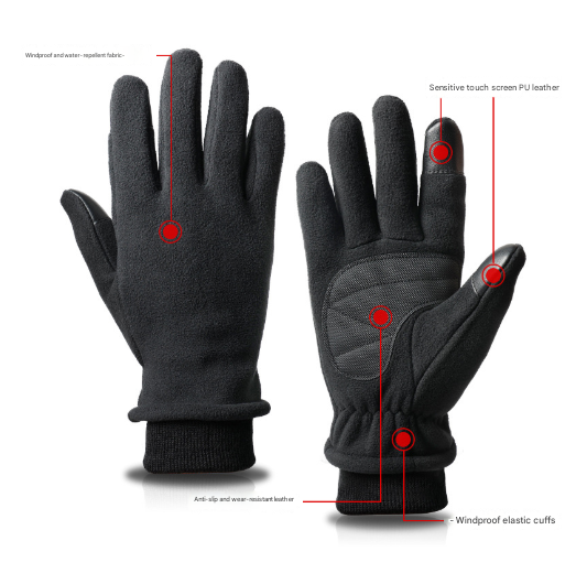 XL Navy Blue Warm Windproof Touchscreen Gloves - Anti-Slip Grip for Winter Cycling & Outdoor Sports